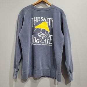 The Salty Dog Cafe Crewneck Sweatshirt Blue Hilton Head Comfort Colors Small